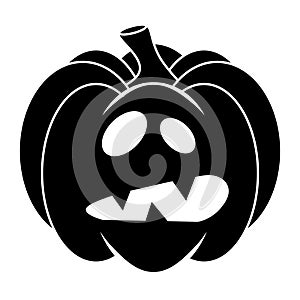 Simple Halloween scary pumpkin with funny face in flat style