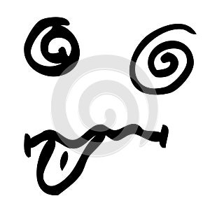 Simple Hand Draw Sketch confused face or anxious, isolated on white