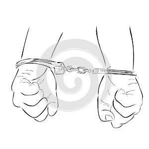 Simple Hand Draw Sketch, Ilustration for under arrest, man with Handcuff