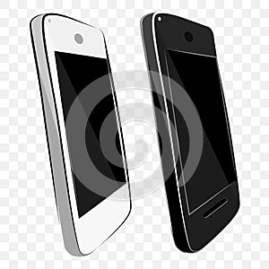 Simple Hand Draw Sketch Old Model 2 Flat Color Shining Vector White and Black Smartphone at transparent effect background