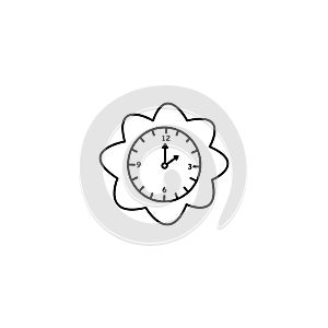 Simple Hand drawing Line of Kids Cute Flower Clock in the School Vector graphic Illustration. Outline drawing for Kids and