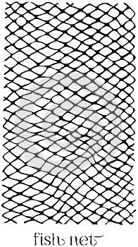 Simple hand drawn fish net vector doodle illustration, nautical theme pattern background