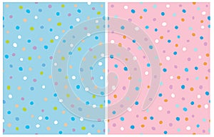 Simple Hand Drawn Irregular Dots Vector Patterns. Infantile Style Abstract Dotted Print.