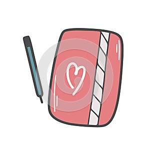 Simple hand drawn notepad and pen