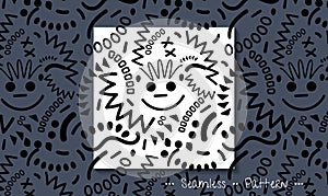 Simple hand drawn, scribble line and geometric shape, child doodle art style. Abstract graphic design