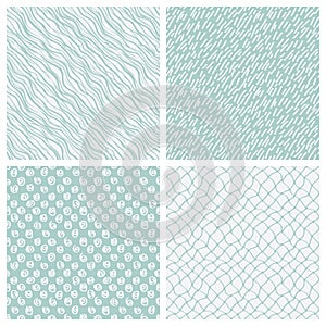 Simple hand-drawn seamless patterns set