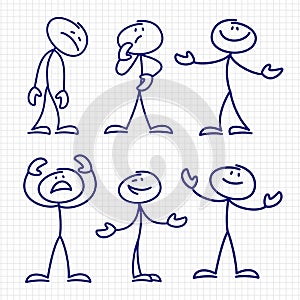 Simple hand drawn stick figures set vector