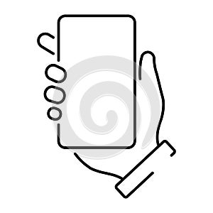 A simple hand icon with a smartphone