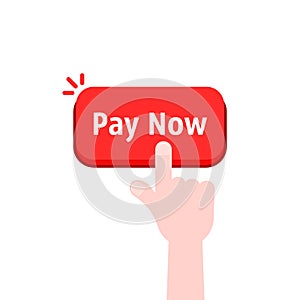 Simple hand with red pay now button