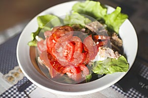 Simple and healty vegetarian and tuna fish dish