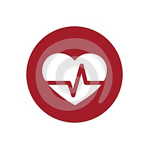 simple heart beat icon isolated on white