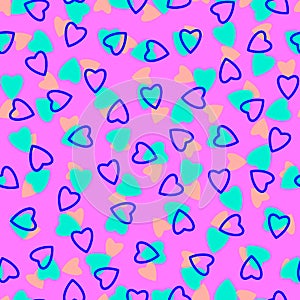 Simple hearts seamless pattern,endless chaotic texture made of tiny heart silhouettes.Valentines,mothers day background.Great for