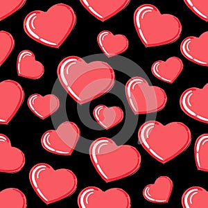 Simple hearts seamless pattern. Valentines day background. Flat design endless chaotic texture made of tiny heart
