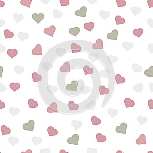 Simple hearts seamless vector pattern. Valentines day background. Flat design endless chaotic texture made of tiny heart