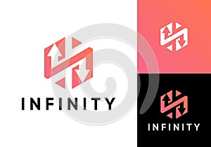 simple hexagon arrow infinity technology logo vector design
