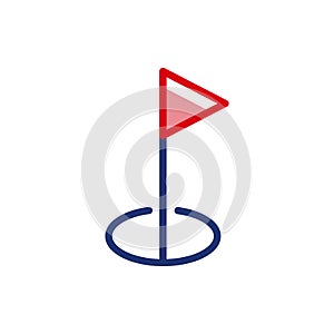 Simple hole icon with golf flag. Useful in golf applications, sports equipment stores, golf courses and golf promotions, sports