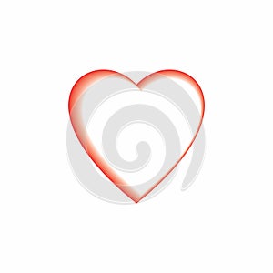 Simple hollow heart vector design in shaded edge. 3D logo or sketch of heart. Valentine heart icon.