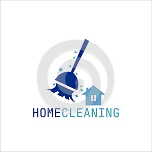 Simple home cleaning service logo and icon design idea. Creative Eco symbol template. Building and Home