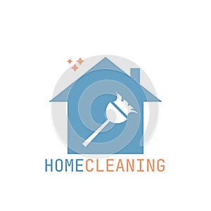 Simple home cleaning service logo and icon design idea. Creative Eco symbol template. Building and Home
