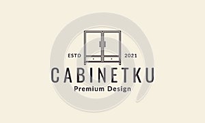 Simple home furniture cabinet lines minimalist logo vector symbol icon design illustration