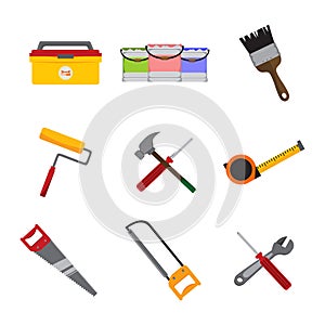 Simple Home Repair Intrument Tools Vector Illustration Graphic photo