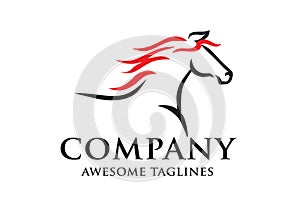 Simple horse sketch racing logo template