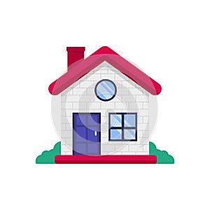 Simple house building vector illustration in flat style