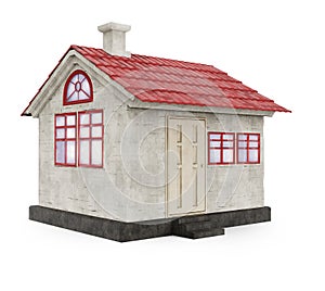 Simple house with red roof