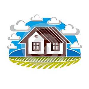 Simple house vector illustration, countryside idea. Abstract