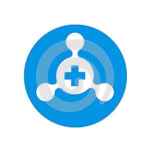 Simple Hub Network Connection Combined With Positive Symbol, Blue vector icon design