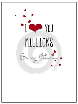 Simple I love you Millions Valentine Card photo