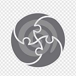 Simple icon circle puzzle in gray. Simple icon circle puzzle of the four elements. Yin and Yang concept for your design