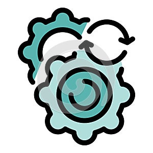 Gears rotating representing continuous improvement process icon