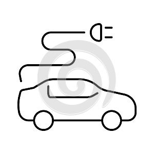 A simple icon for an electric car or hybrid car, or an icon for an electric car charging station.