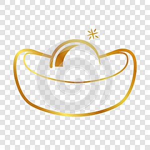 Simple icon Icon Golden Chinese Ingot at transparent effect background