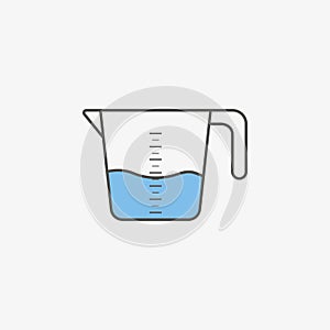 Simple icon of kitchenware measuring cup in flat style. Vector illustration.