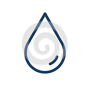 Simple icon in line art style of clean droplet of rain or raindrop. Single drop of water isolated on white background