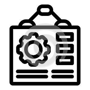 Project management board presenting strategy with gear icon