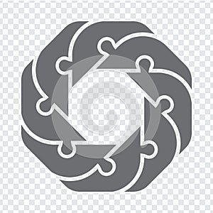 Simple icon puzzle in gray. Simple icon octagon puzzle of eight elements on transparent background