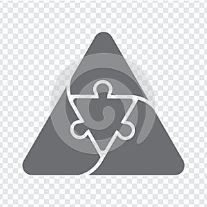 Simple icon puzzle in gray. Simple icon triangle puzzle of the four elements on transparent background