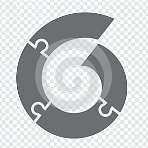 Simple icon puzzles in gray. Simple icon spiral puzzle of the four elements on transparent background