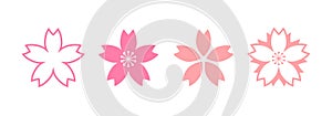 simple icon. sakura, cherry blossom, pink petals, and spring flowers. white background. vector illustration