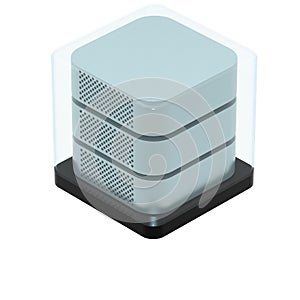 Simple Icon of Secured Server Isolated on White