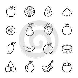 Simple Icon Set of Fruit icon outline stroke vector illustration on white background