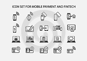 Simple icon set for mobile payment and electronic payment.