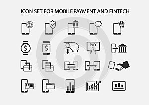 Simple icon set for mobile payment and electronic payment.