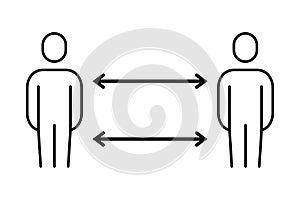 A simple icon sign for maintaining social distance between people for non-proliferation of a new coronavirus