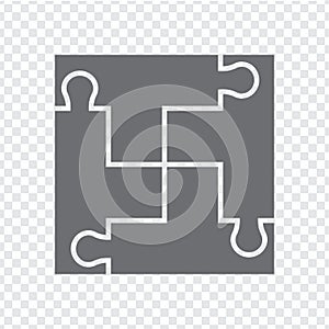 Simple icon square puzzle in gray. Simple icon puzzle of the four elements on transparent background