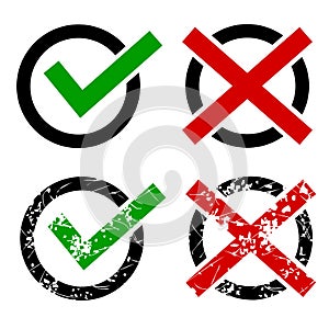 Simple icon true and false at transparent effect background
