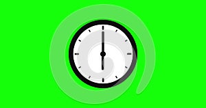 Simple icon watch animation on green background. Clock Counting Down 24 Hour Day. 4K resolution animation of clock with